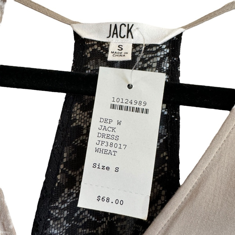NWT BB Dakota Jack Leni Rayon and Lace Trim Dress, Wheat Beige, Size S - Picture 7 of 11